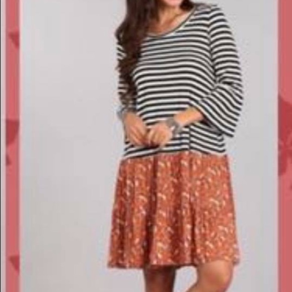 Stripes and floral midi